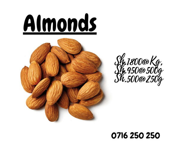Have you been asking yourself, Where to get Almonds in Kenya? or Where to get Almond Nuts in Nairobi? Kalonji Online Shop Nairobi has it. Contact them via WhatsApp/call via 0716 250 250 or even shop online via their website www.kalonji.co.ke