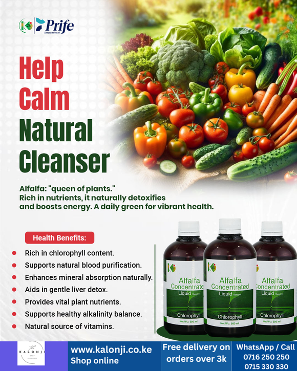 Where to get Alfalfa Concentrated Chlorophyll Nairobi Kenya? Kalonji Shop has it.
WhatsApp/Call via 0716 250 250 or even shop online www.kalonji.co.ke