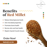 Have you been asking yourself, Where to get Millet (Red millet) - Wimbi in Kenya? or Where to get Millet (Red millet) - Wimbi   in Nairobi? Kalonji Online Shop Nairobi has it.
Contact them via WhatsApp/call via 0716 250 250 or even shop online via their website www.kalonji.co.ke