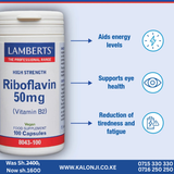 Where to get Lambert's RIBOFLAVIN Vitamin B2 Capsules in Nairobi, Kenya?
WhatsApp/Call 0716250250 / shop online www.kalonji.co.ke
Free Delivery 4 order over 3K